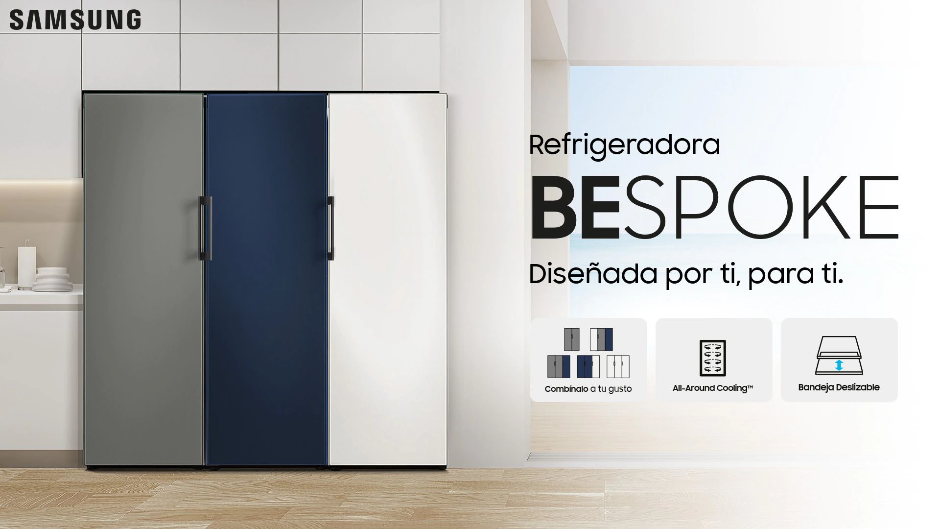 La refrigeradora Bespoke añade color y elegancia a la cocina