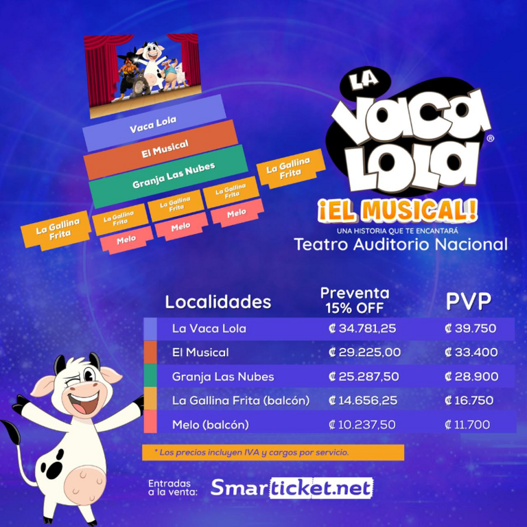 En celebración del Día del Niño     LA VACA LOLA “EL MUSICAL” LLEGA POR PRIMERA VEZ A COSTA RICA AL AUDITORIO NACIONAL DEL MUSEO DE LOS NIÑOS