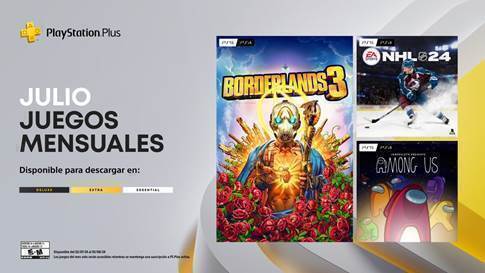Juegos Mensuales de PlayStation Plus para julio: Borderlands 3, NHL 24, Among Us