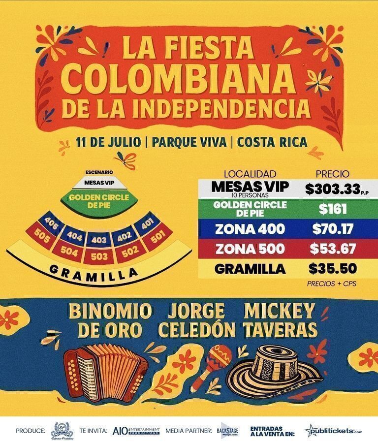 COLOMBIA CELEBRA SU INDEPENDENCIA EN COSTA RICA CON UNA NOCHE DE VALLENATO, SALSA Y SABOR CARIBEÑO