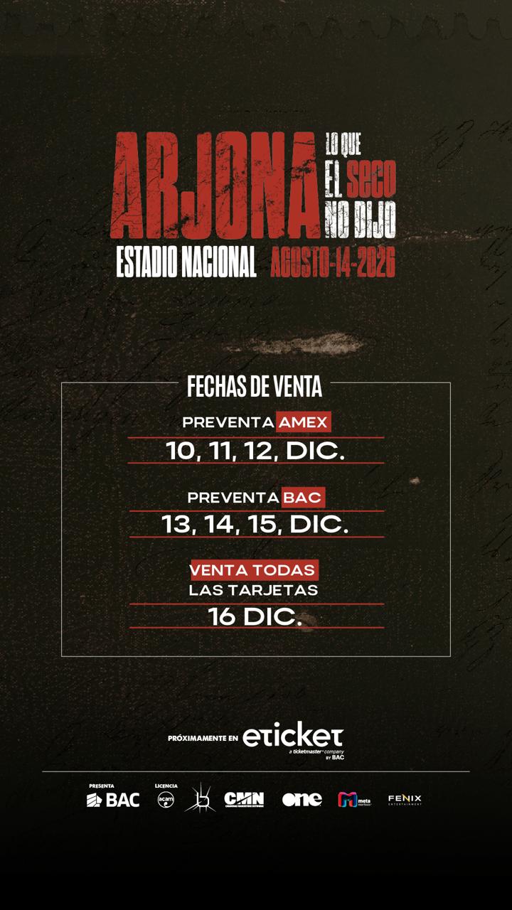 ONE ENTERTAINMENT CONFIRMA  RICARDO ARJONA TENDRÁ CONCIERTO EN EL PAÍS