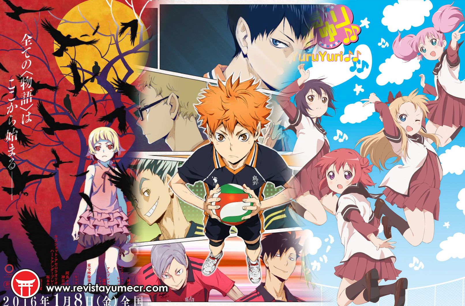 Kizumonogatari, YuruYuri y Haikyuu en los anuncios de anime más destacados del día