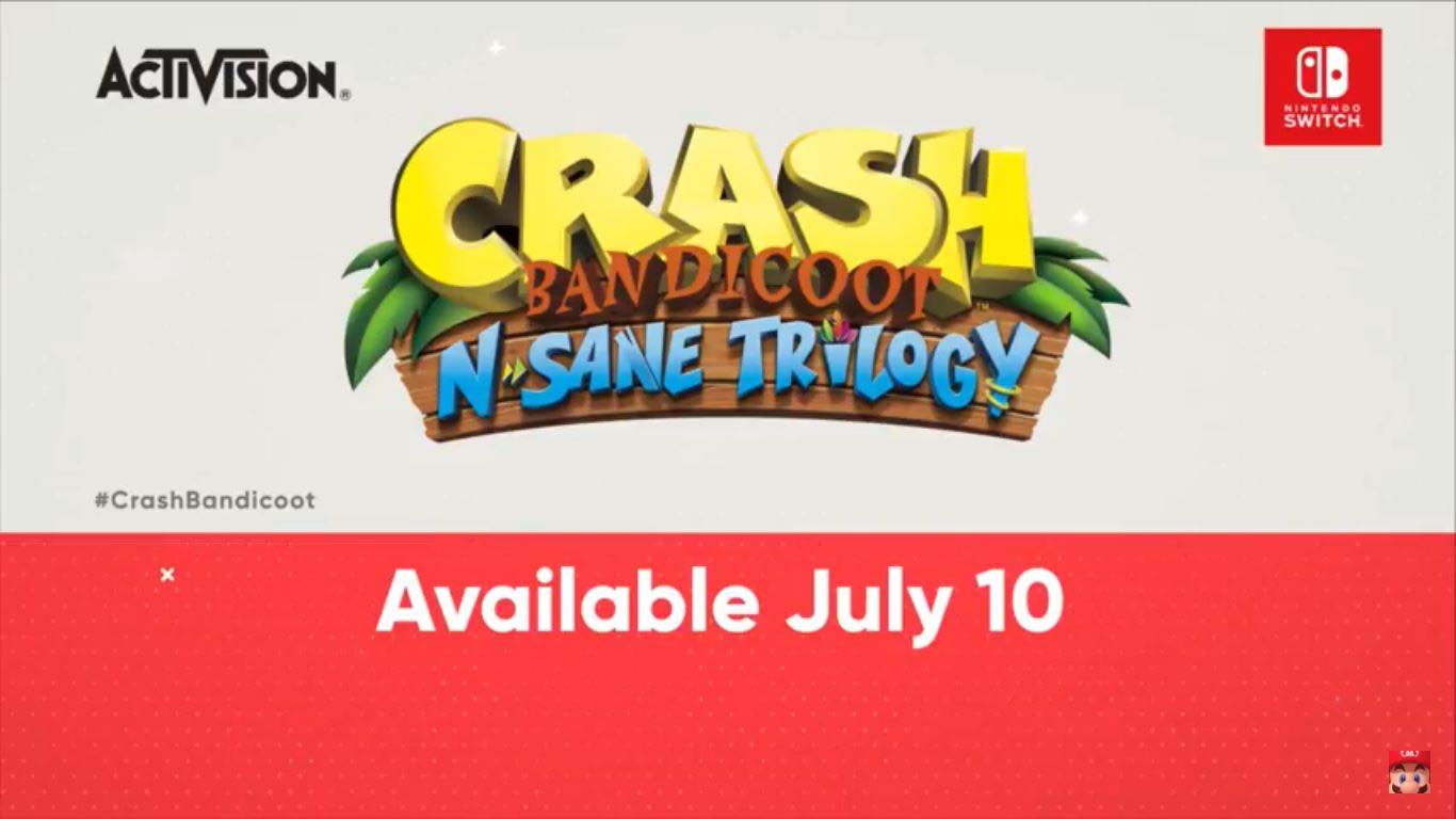 Crash Bandicoot N. Sane Trilogy deja de ser exclusivo de PlayStation 4 y saldrá en Nintendo Switch