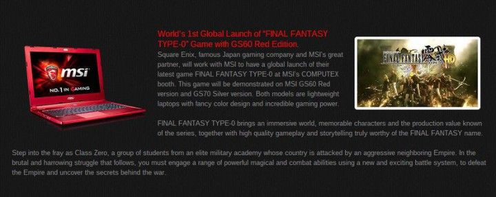 MSI dice: Final Fantasy Type-0 HD también estará en PC