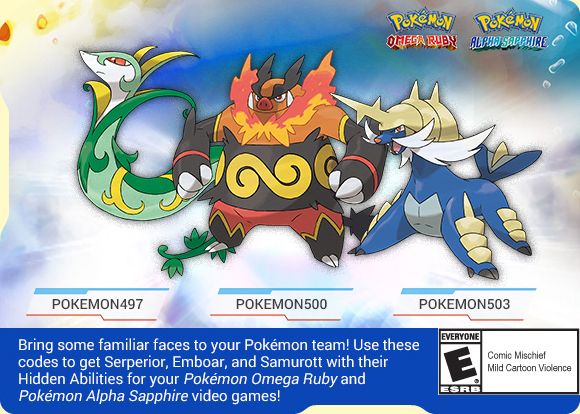 Consigue a los iniciales de Unova en Pokémon ORAS