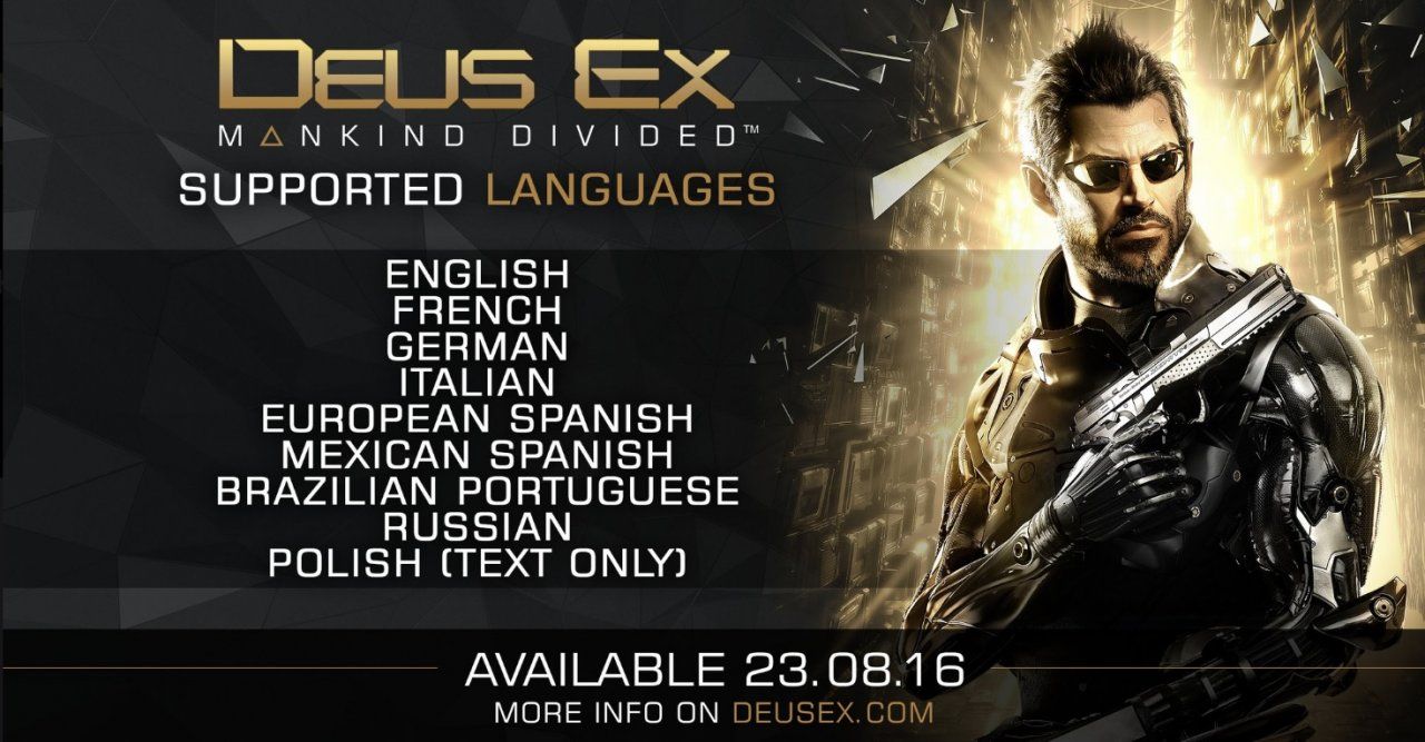 Todos los idiomas que ofrecerá Deus Ex: Mankind Divided revelados