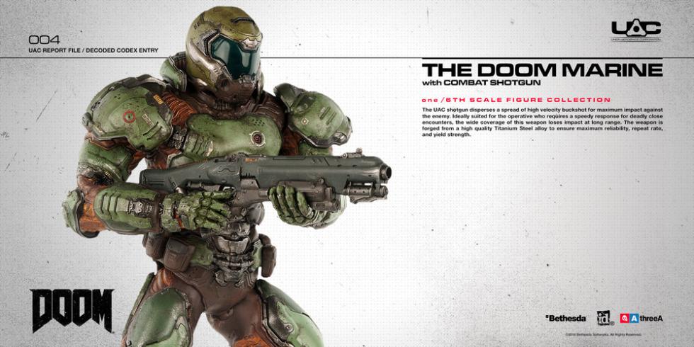 Mira esta hermosa figura del Marine de DOOM traída por Three A y Bethesda
