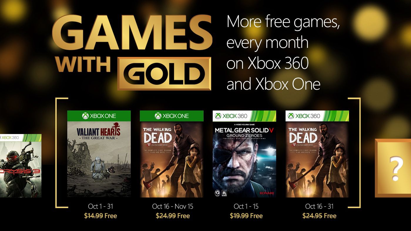 Microsoft confirma los juegos gratuitos que estarán para Games with Gold en Octubre
