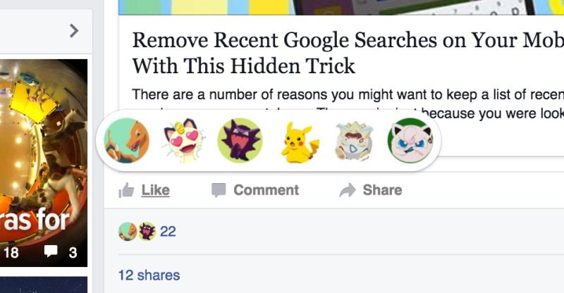 Facebook nos permite utilizar las reacciones con personajes de Pokémon